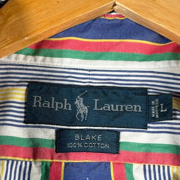Polo Ralph Lauren Blake Mens Large Multi Color Striped Cotton Button Down Shirt - Picture 5 of 11